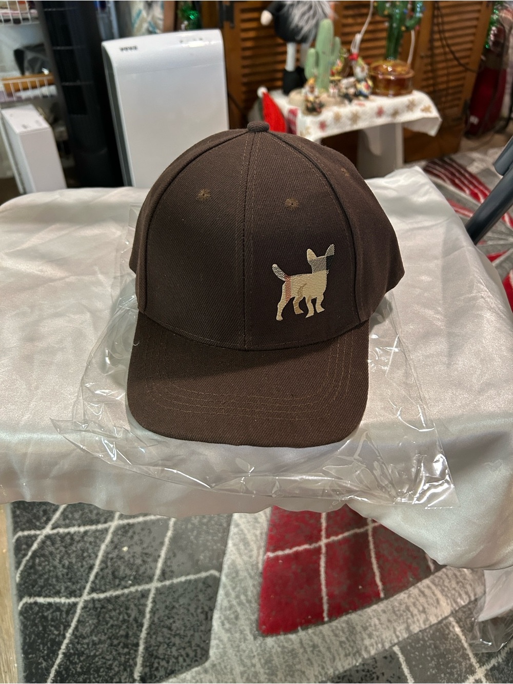 Brown Baseball Cap with Puppy Patch